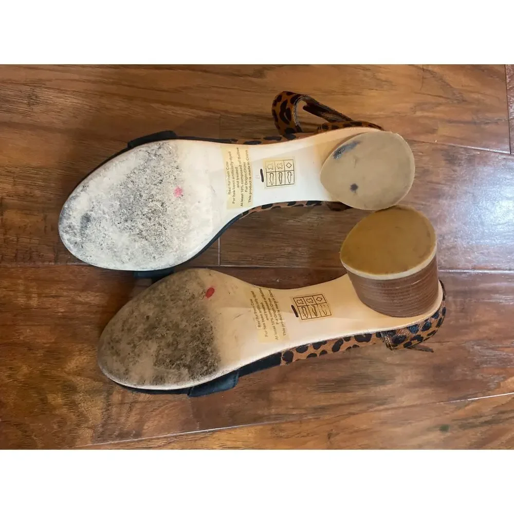 Anthropologie JEFFREY CAMPBELL Purdy Animal Print Chunky Heel Sandals Shoe 8